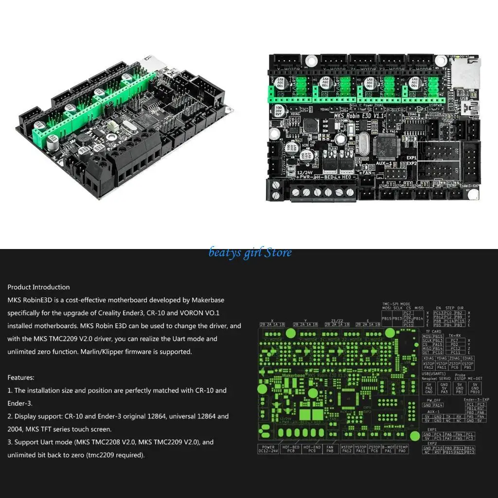 

C7AB MKS Robin Плата управления 3D-принтером 32-битный комплект контроллера Поддержка материнской платы экрана TS35 для CR10