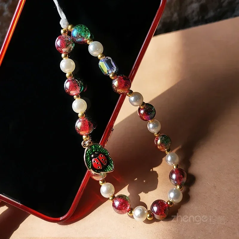 Mobile Phone Lanyard China-Chic Retro Wind Crack Beads Mobile Phone Lanyard Women's Beaded Chain Mobile Phone Case Lanyard