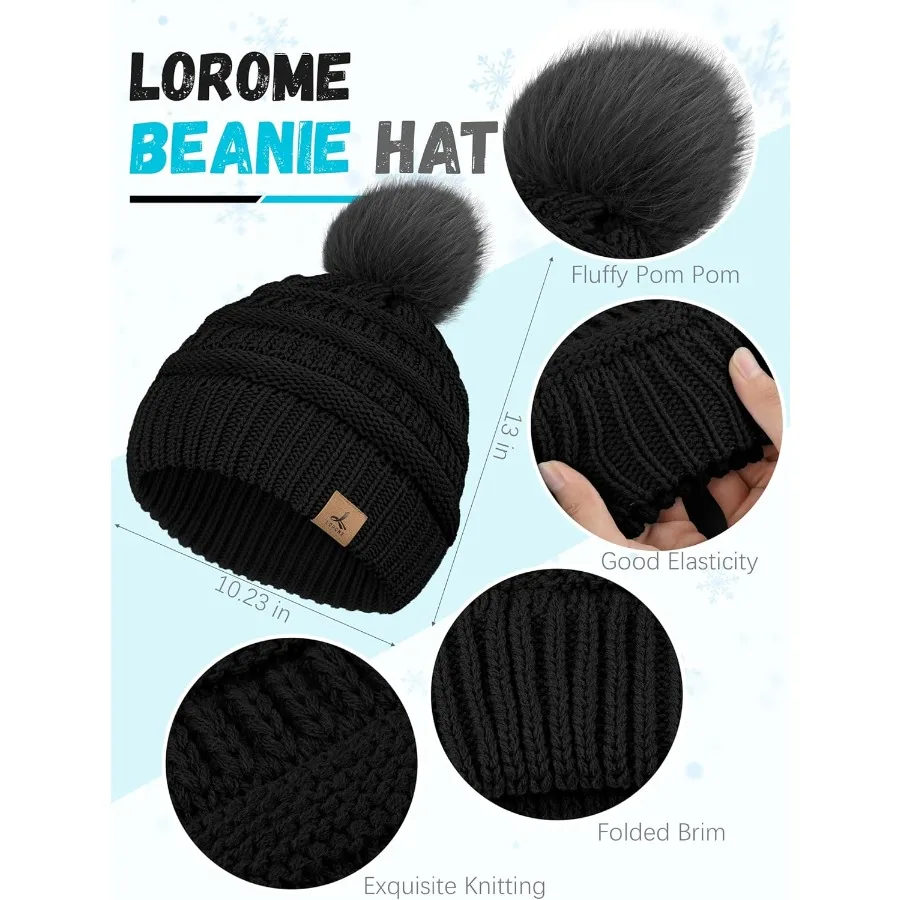 Cappello invernale Sciarpa Guanti e scalda orecchie Maglia calda Beanie Cappello Guanti touch screen Sciarpa scozzese lunga lavorata a maglia Set Regali per le donne Pe