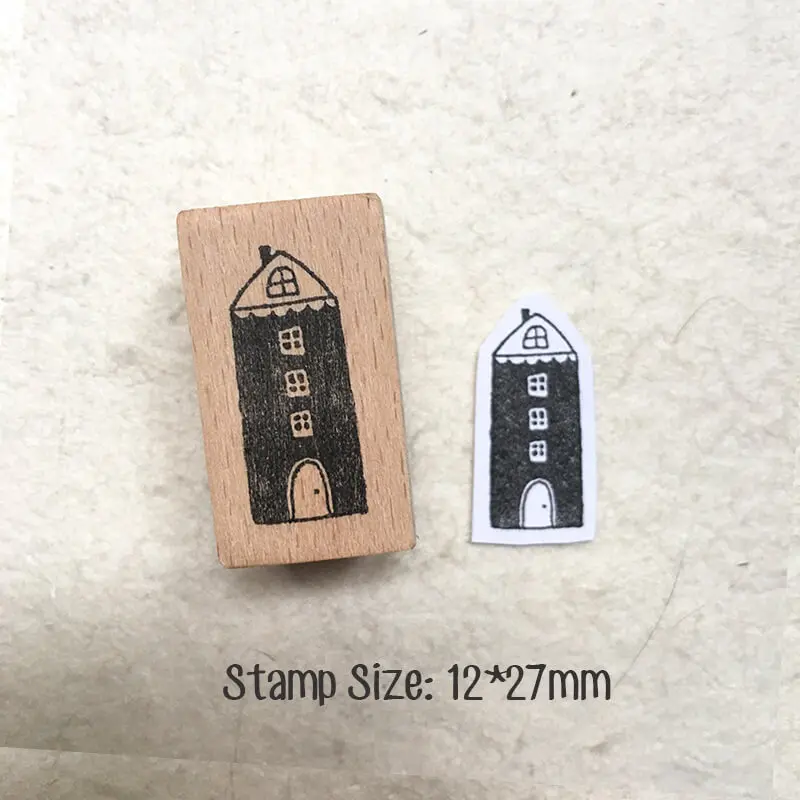 ختم صغير كاواي لسكرابوكينغ ، طوابع خشبية يوميات بطاقة ذاتية الصنع ، منزل صغير غريب الأطوار والطيور #6
