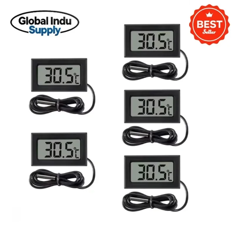 Mini LCD Digital Thermometer with 1M Waterproof NTC Probe for Car Greenhouse Freezer Refrigerator Aquarium -50°C to 110°C