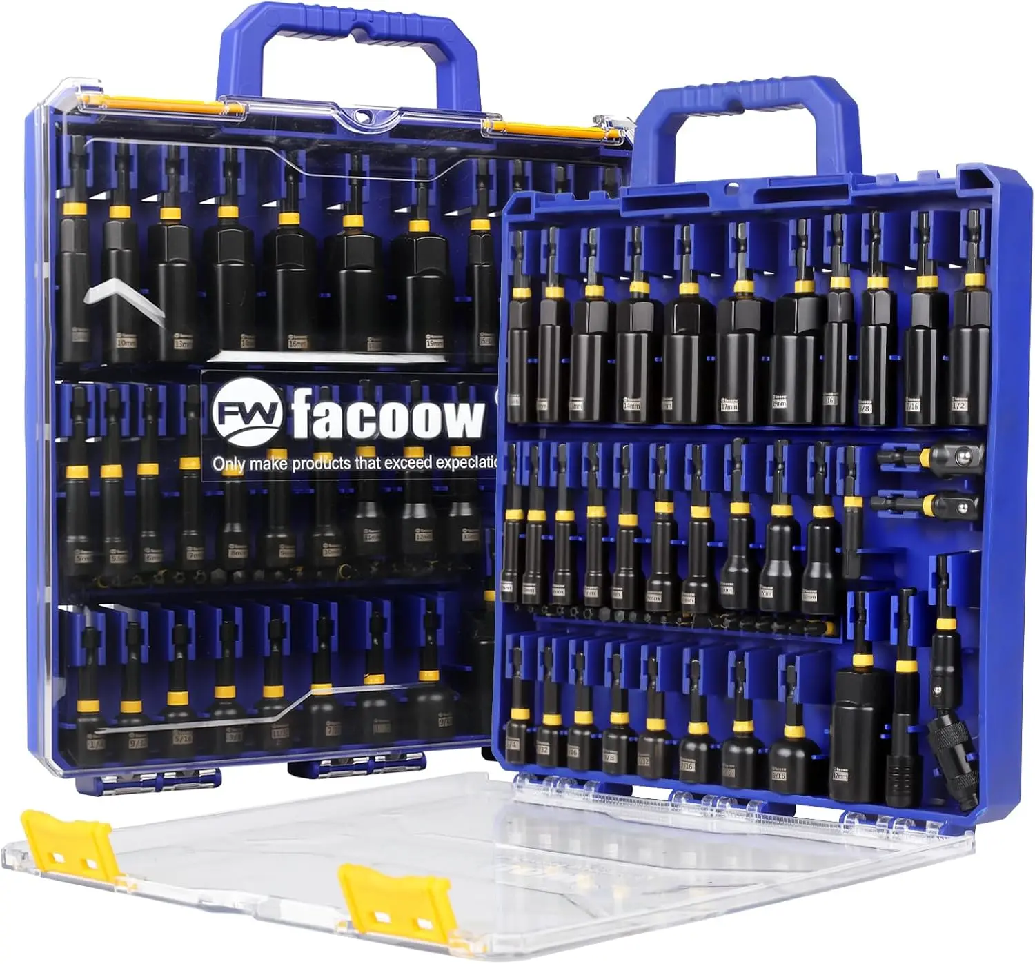 

55PCS Impact Nut Driver Set, Magenetic Nut Driver Set for Impact Drills and Premium Deep Drivers, Wing Nut Setters, 1/4'' Quick