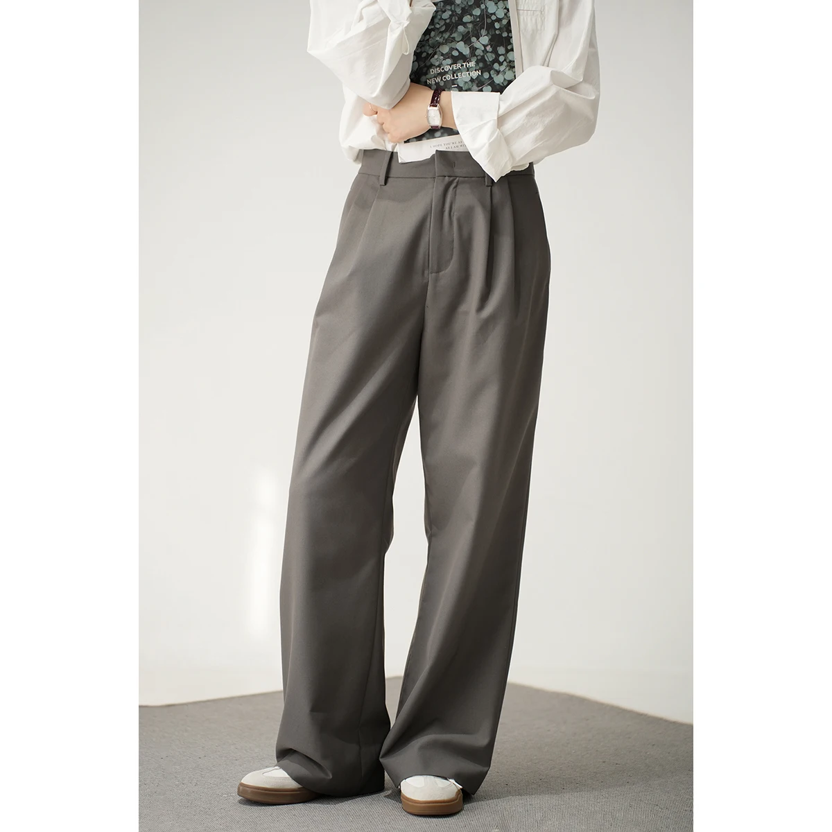 

Женские модные брюки прямого кроя с широкими штанинами для офиса и повседневной носки, весна-лето, средняя талия, на молнии