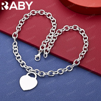 URBABY 925 Sterling Silver 45cm Heart Chain Necklace Anniversary Gift Popular Wild Fashion Romantic Jewelry