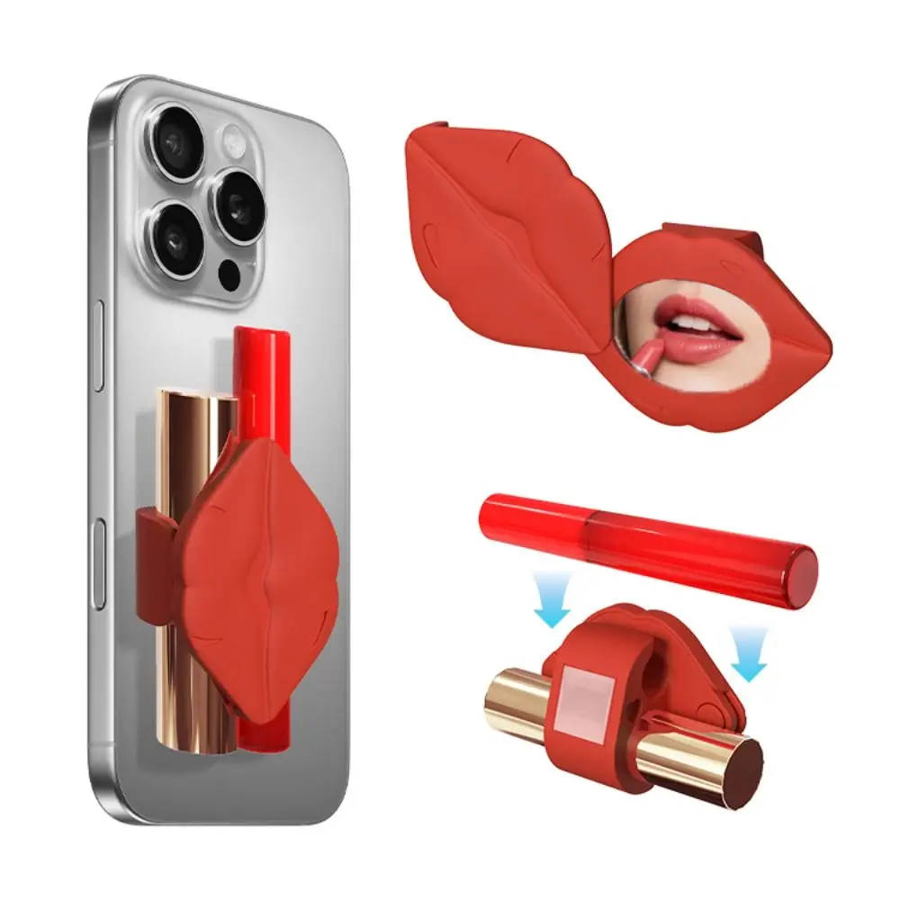 

Durable Silicone Mobile Phone Case Lips Shaped Soft Phone Lipstick Holder Red Beige Khaki Phone Protective Case Women Girls
