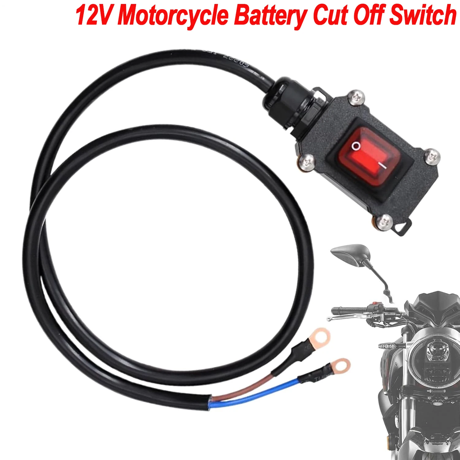 12V/24V Car Battery Disconnect Waterproof Motorcycle Battery Quick Disconnect with 30cm 50cm Copper Cable for Marine Boat ATV