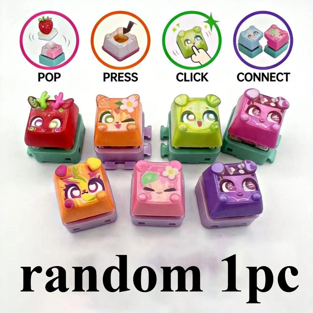 Clickeez Fidget Keycap Sleutelhanger Lichtgevende LED Mechanische Toetsenbordknop Stressverlichtende Speelgoed Blind Box Collectible Rugzak Charm