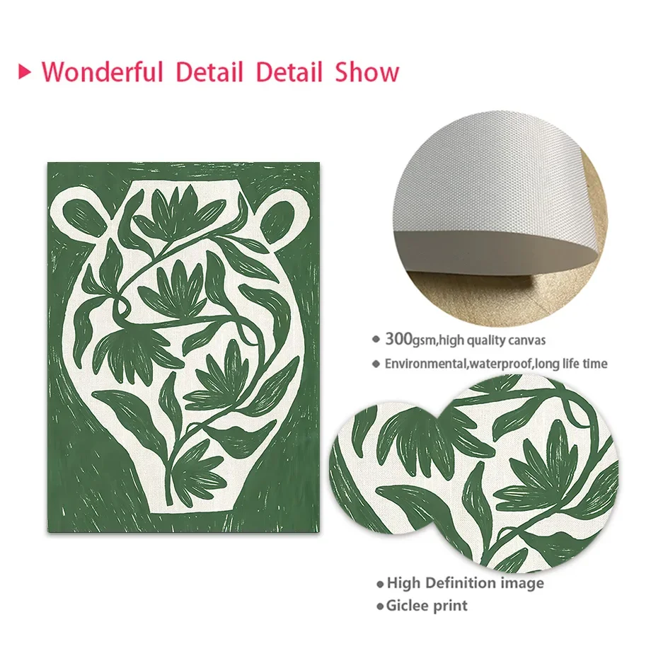 قماش اللوحة الأخضر النباتية زهرية لا ميلا فان جوخ مجردة خط جدار الفن الملصقات والمطبوعات صور لغرفة المعيشة ديكور #5