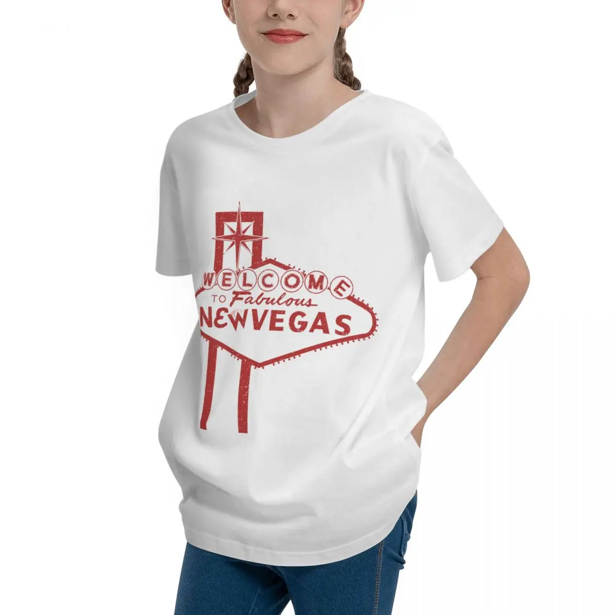 Teenagers Basic Short Sleeve T-Shirt Welcome To New Vegas Fallout New Vegas Round neckTop quality Tees Classic Cool Teeanger