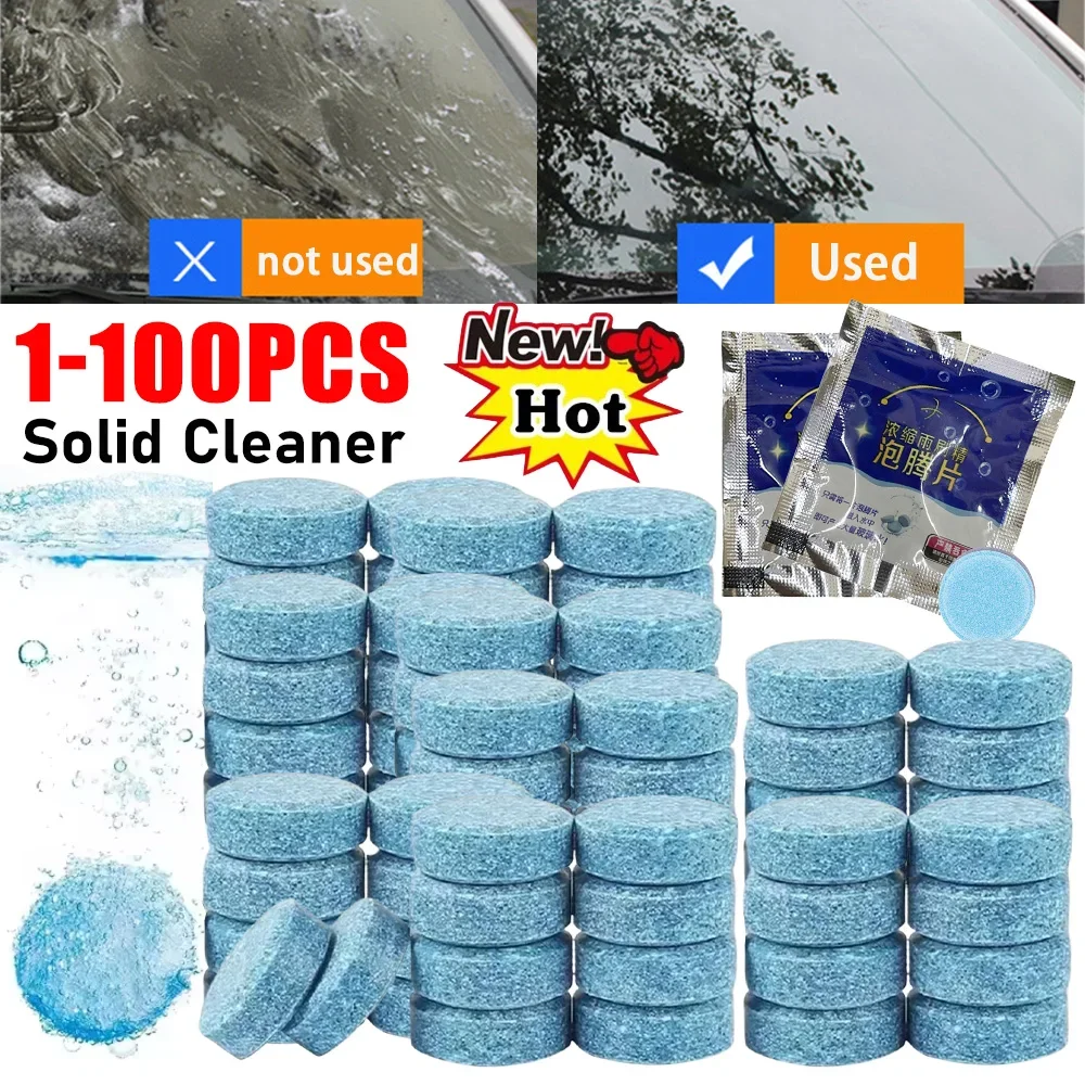 1-100PCS Upgraded Solid Cleaner Car Windscreen Cleaner Effervescent Tablet Auto Glass Cleaning Concentrated Tablets Detergent
