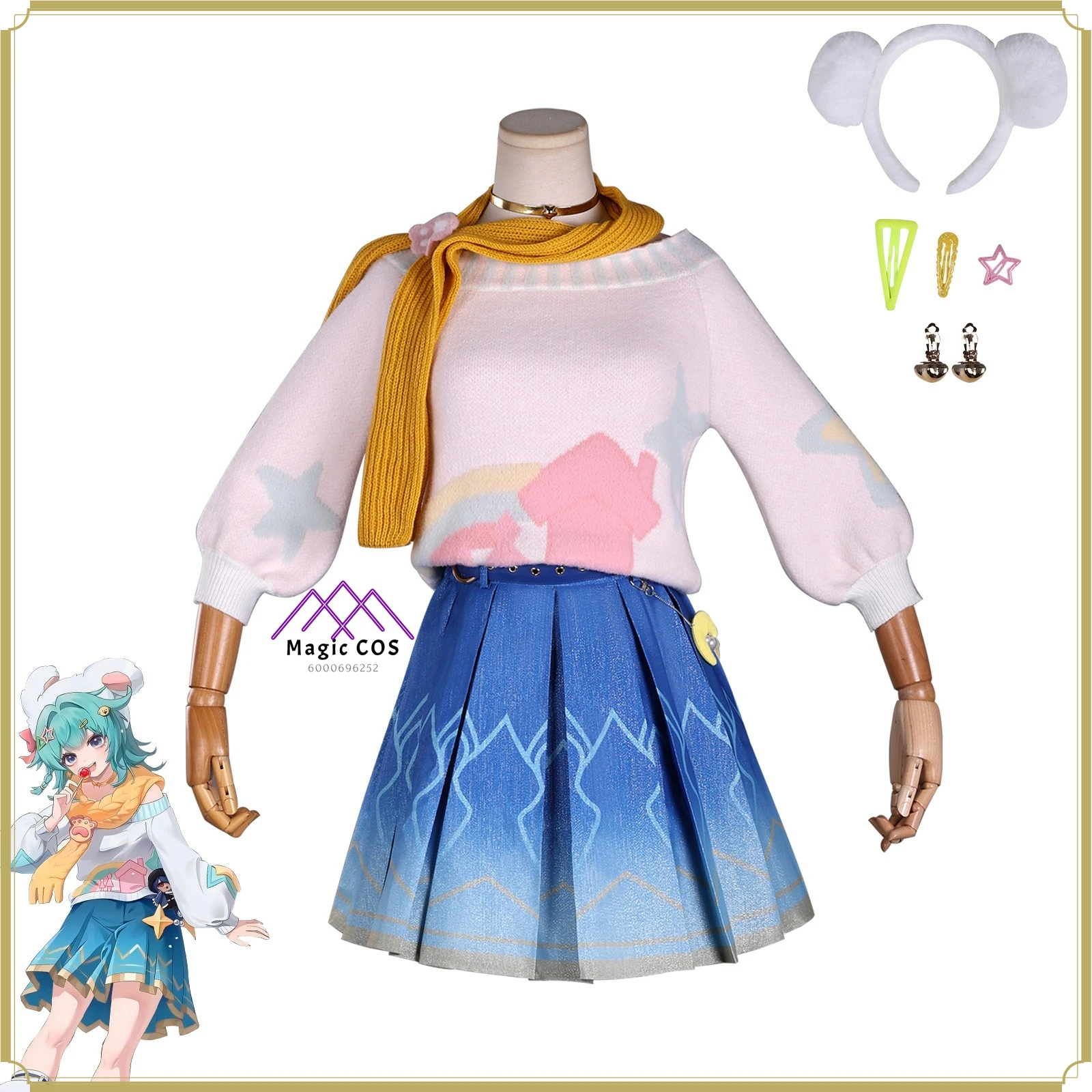 

High Quality Classic Cosplay Costume - Game Adult's Xiao Qiao Sweet Style Sweater Full Set Anime Clothes Stage Performance Suit