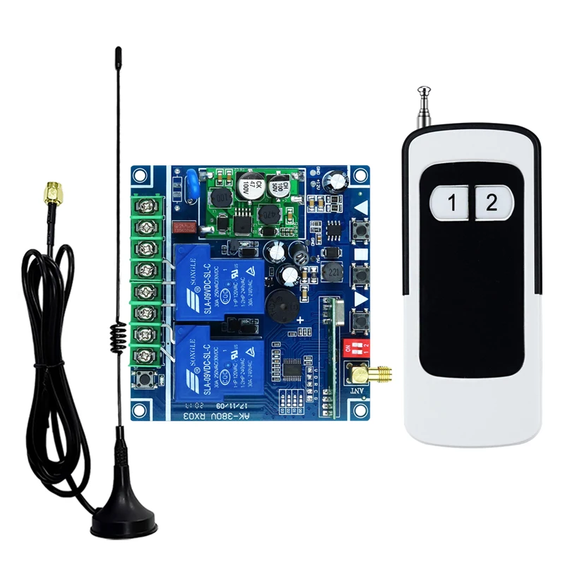 

DC 12V 24V 48V 30A relay 2CH RF Wireless Remote Control Receiver Transmitter 433mhz garage door motor Roll-up