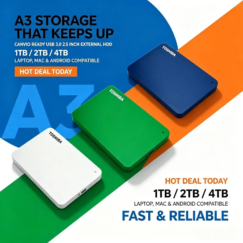 Canvio Ready A3 Portable External Hard Drive USB 3.0 2.5 Inch 1TB/2TB/4TB Compatible For Laptop Mac Android New High-Speed Fast