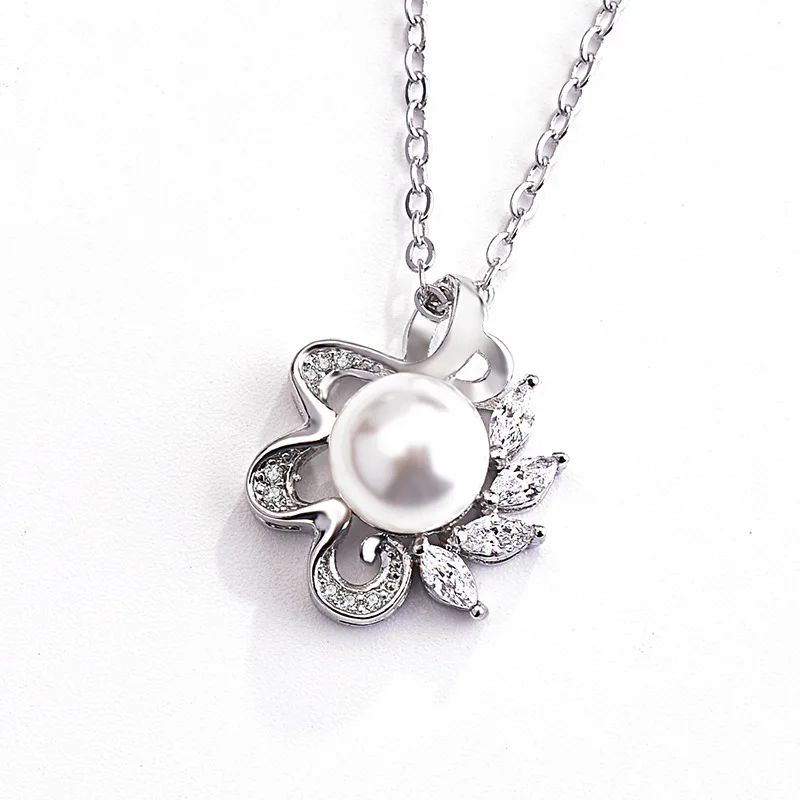 S925 sterling silver necklace Korean version accessories zircon necklace women's fashion pearl pendant collarbone chain jewelry
