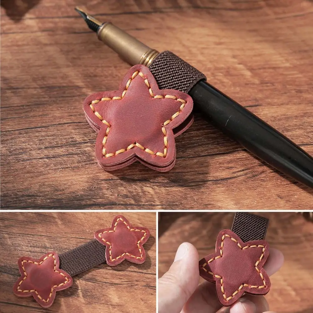 Office Supplies Genuine Leather Star Magnet Bookmark Double-Sided Vintage Book Pages Divider DIY Bookmark Clip Sew