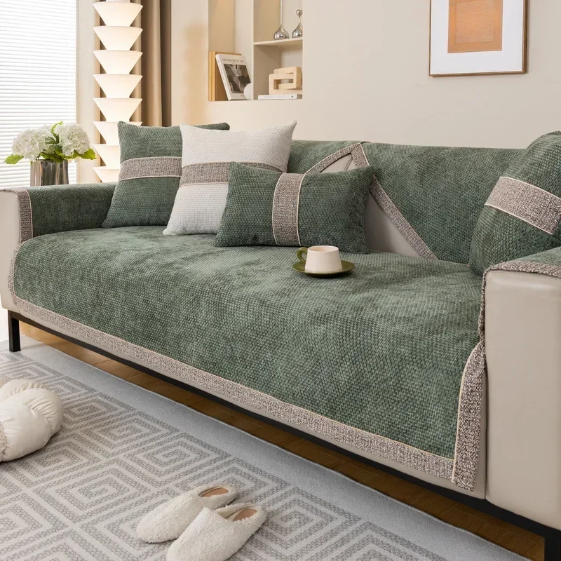 Chenille Sofa Cover for Living Room Luxury Sofa Pad Anti-slip Corener Couch Towel Mat Furniture Protector Divani Per Soggiorno