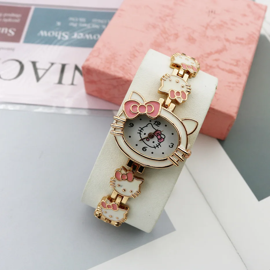 Kinder Cartoon Hello Kitty Quarzuhr mit Diamant Set Quarzuhr Kinderuhr Kreative Uhr Geschenk