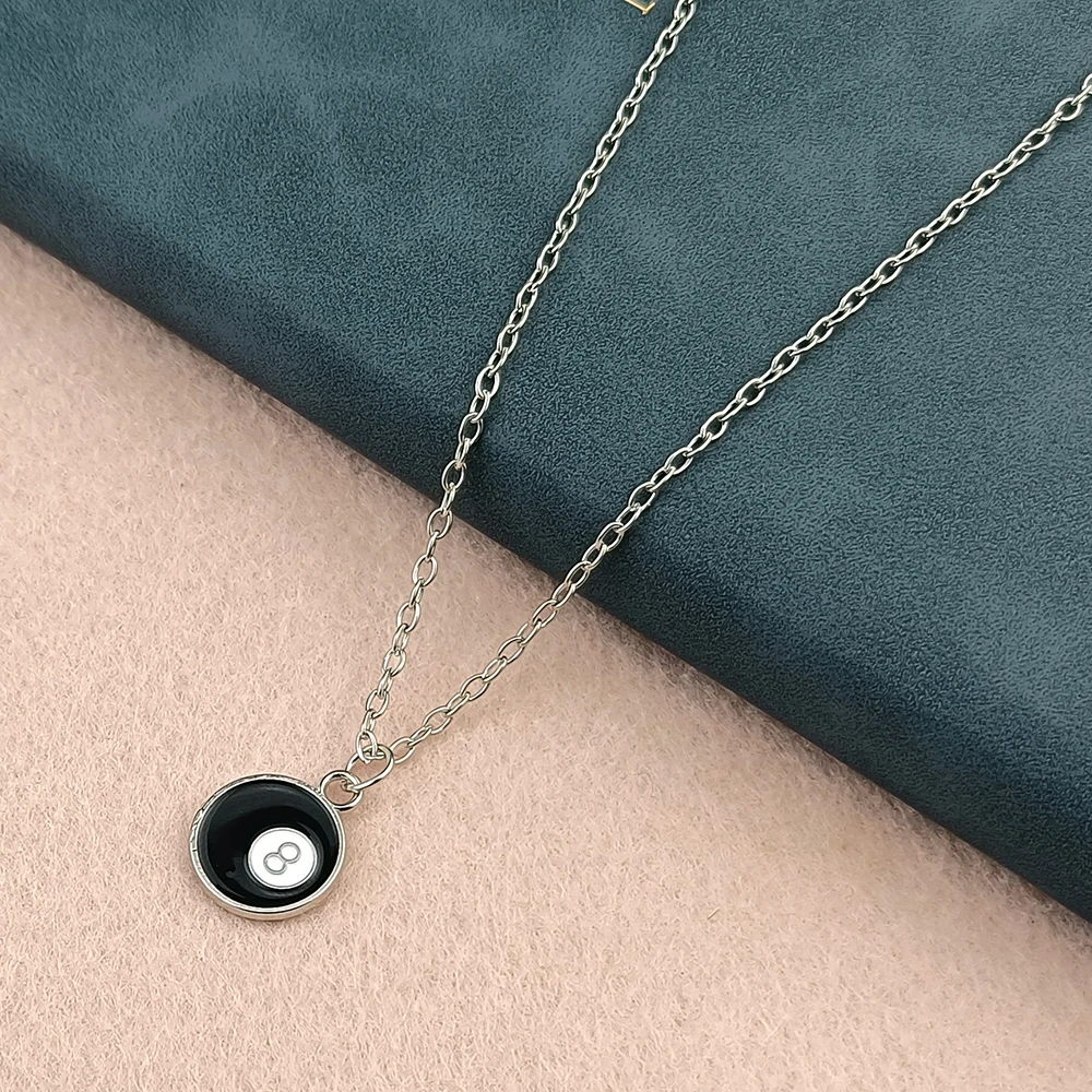 Fashion Lucky 8 Ball Pendant Necklace Y2K Minimalist Fashion Single Item Necklace Unisex Pendant Necklace Style