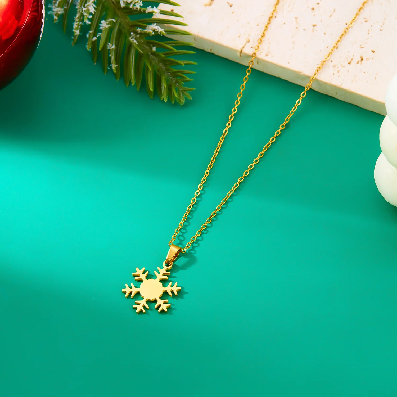 Minimalistische Weihnachts-Anhänger-Halskette aus Edelstahl für Frauen, Schneeflocke, Weihnachtsmann, Elch-Halskette, Freundschaft, Hochzeit, Party-Schmuck – Detail 18