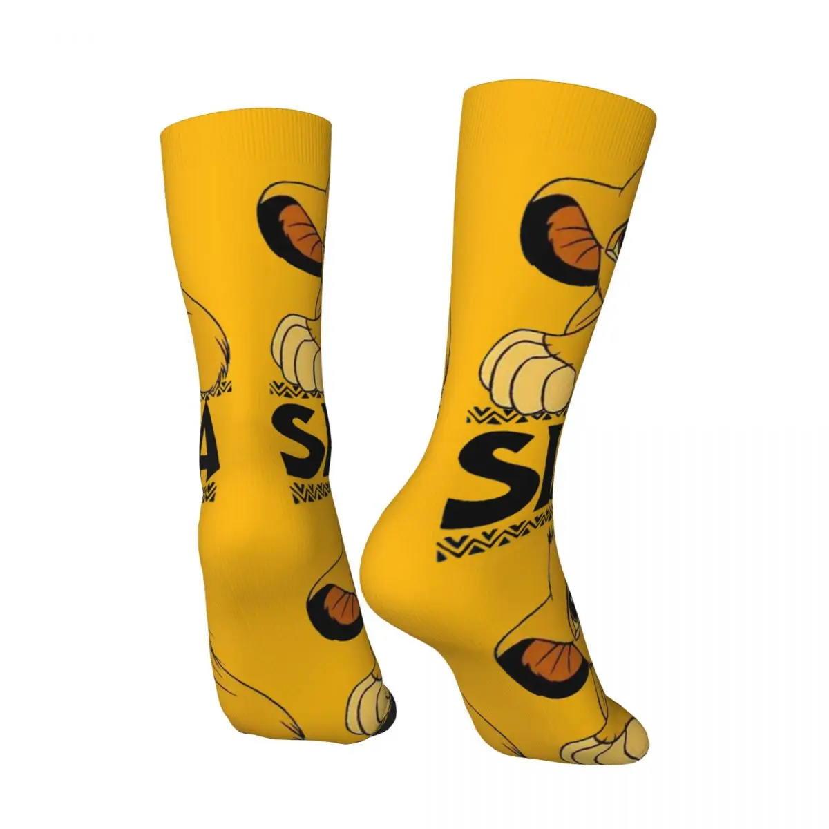 Crazy compression Cute Simba Classic Sock for Men Harajuku Disney｠The Lion King｠Film Seamless Pattern Crew Sock Casual