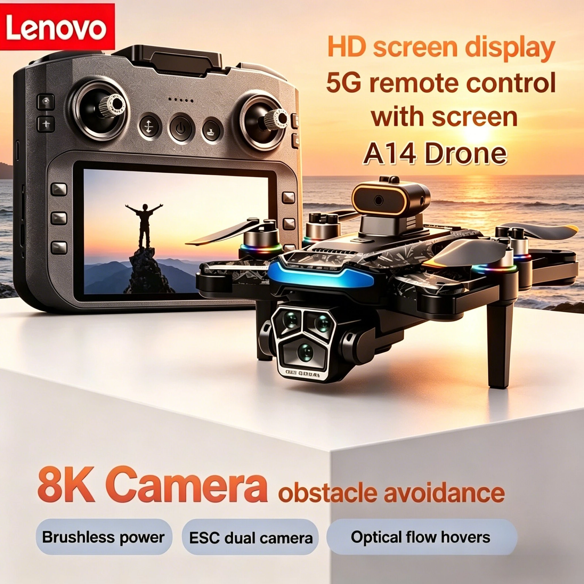 

Foldable Portable Lenovo A14 RC Drone GPS 5G WiFi FPV Quadcopter 8K HD Camera Large Screen Control Professional Aerial Aircraft