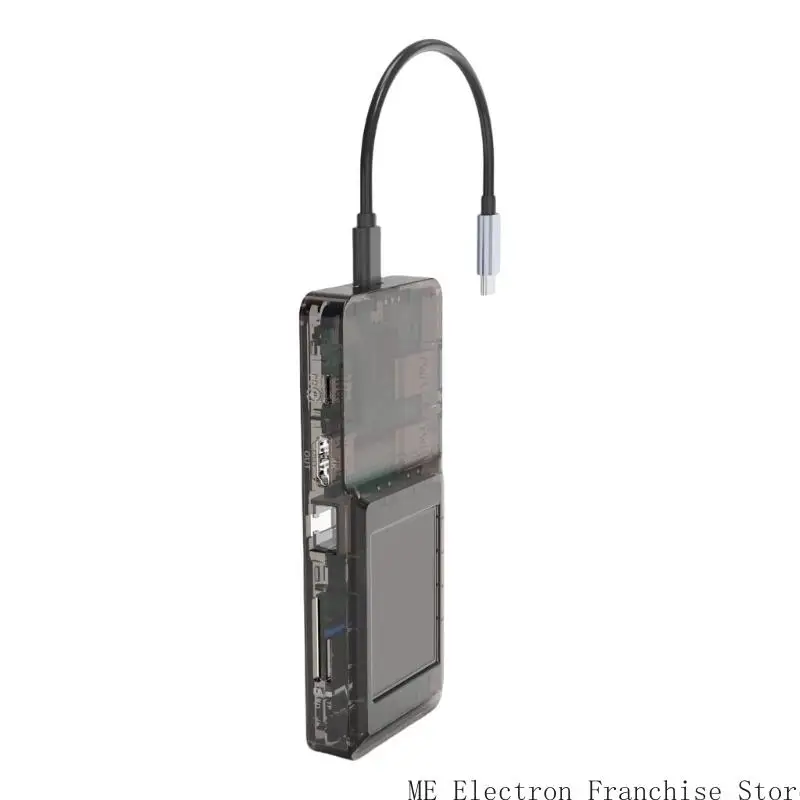 T5EA 8 Port USB C Hubs مع شاشة LCD 100W شحن 512 جيجابايت دعم بطاقة الذاكرة