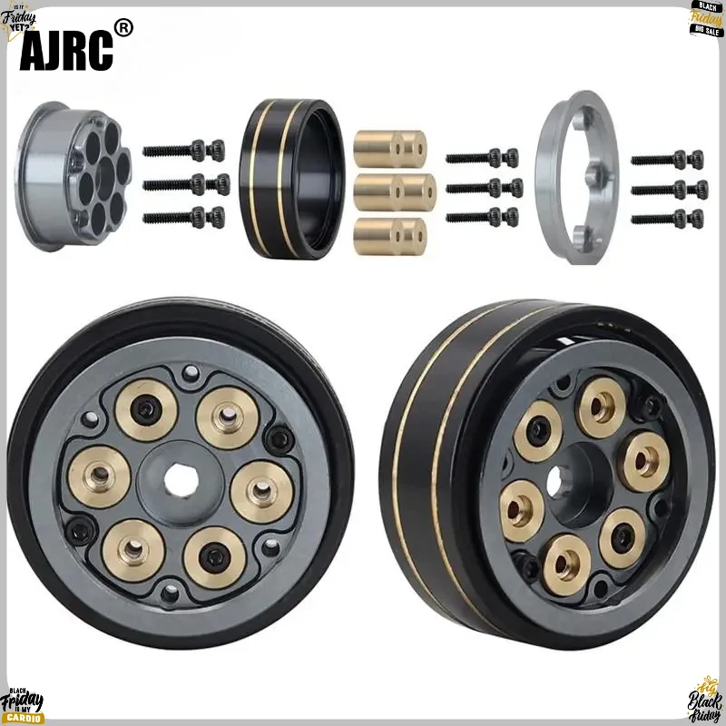 Black Coating Brass 1.1 Inch Beadlock Wheel Rims for 1/24 1/18 RC Crawler Car Axial SCX24 AX24 Traxxas TRX4M FMS FCX24