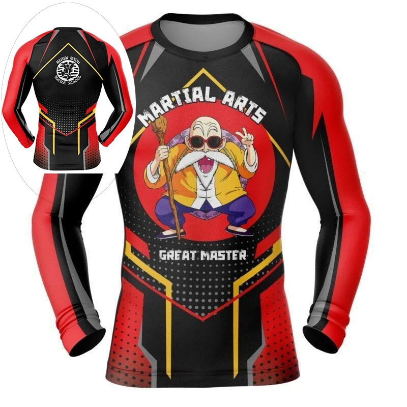 

2026 Spring Autumn Retro Classic Dragon Ball Tee Master Roshi 3D Print Breathable Polyester Oversized Long Sleeve Sports T-Shirt