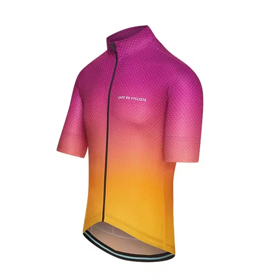 Cafe Du Cycliste Summer Men\'s Short Sleeve Cycling Jerseys Quick Dry Breathable Black/White Bike Clothing Ciclismo Maillot Tops