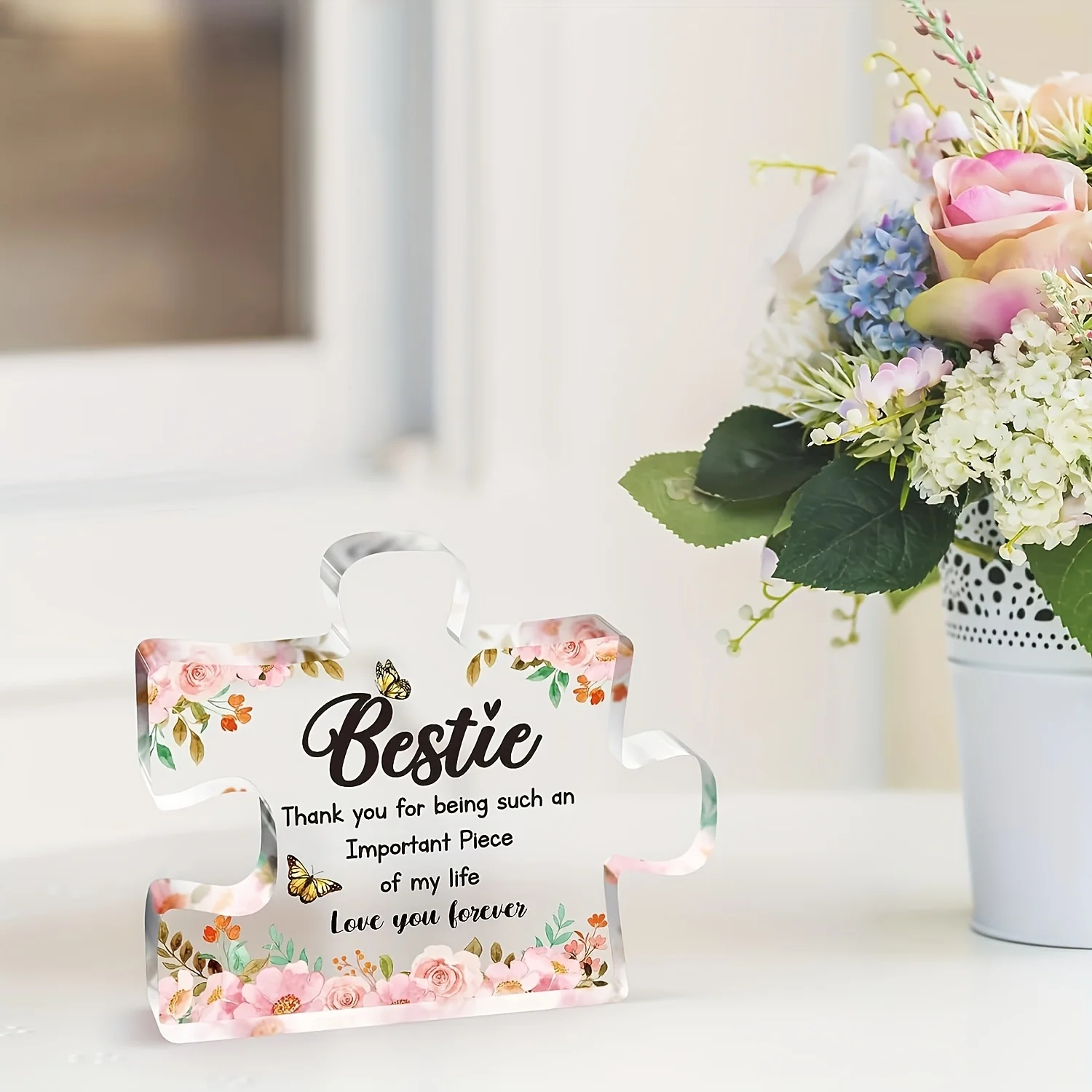 قطعة واحدة، هدايا عيد ميلاد أفضل صديق - زخارف ألغاز كتلة أكريليك 3.9 × 3.3 بوصة - هدايا أفضل صديق رقيقة للنساء #4