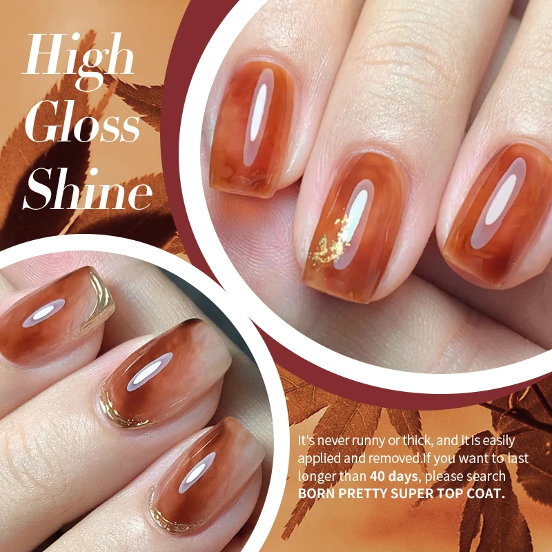 BORN PRETTY 10ml Translucent Jelly Amber Gel Nail Polish Nude Brown Varnish Semi Permanent UV LED Nail Art Vernis Manicure