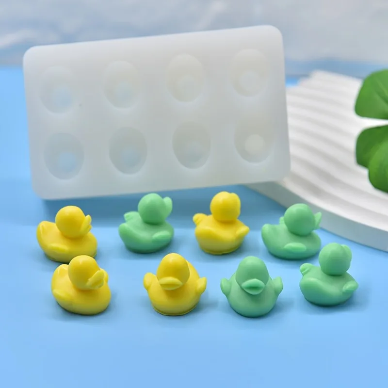 8-Cavity Mini Silicone Rubber Duck Mold - 1pc, Duck Shaped