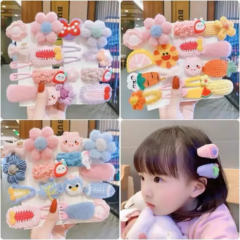 8pcs/set Korean Cute Cartoon Hair Pin Cute Floral Bow Barrettes for Girls Baby Headwear Kids Accessories Princess Hair Clips