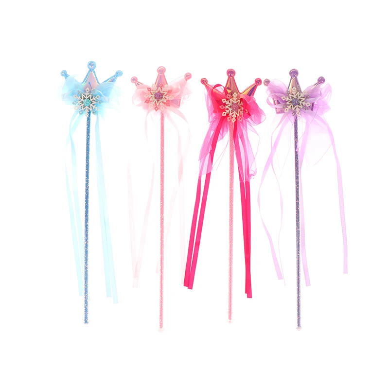 1PC Crown Five Pointed Star Ribbon Magic Stick Tassel Fairy Wand Girl Party Princess Cosplay Prop Gift Girl Photography Prop