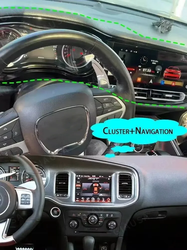 

12.3'' для Dodge Challenger Charger SRT Hellcat 2010-2024: автомагнитола с Carplay, Android Auto, сенсорным ЖК-экраном, мультимедийный плеер, GPS