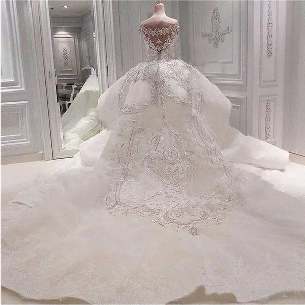 Vestido de casamento sereia com contas de luxo personalizado com overskirt destacável cristais brilhantes diamantes vestidos de noiva vestidos de casamento