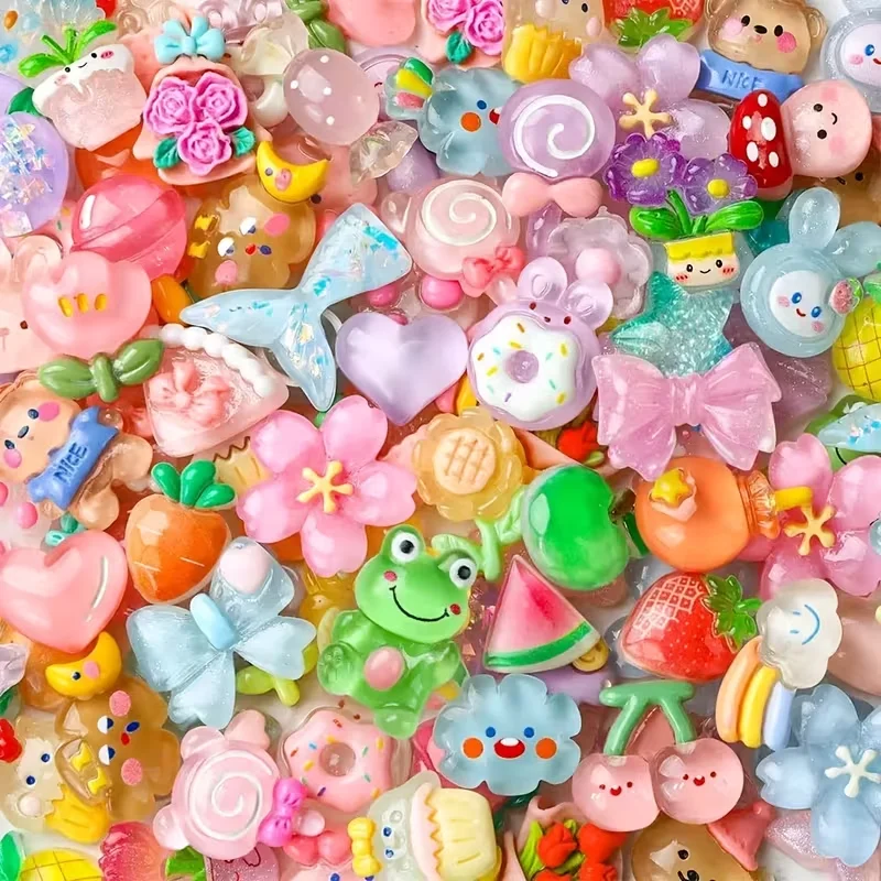 60 pieces Random Mix animal and flower DIY hairpin decorations and phone case decorations