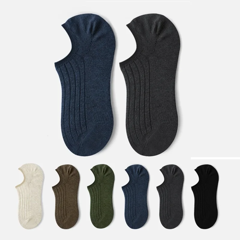 Summer Fashion Solid Cotton Boat Socks for Boys 98% Cotton Stealth Sock 6 Pairs/Lot Wholesale Price for Students And Teenagers