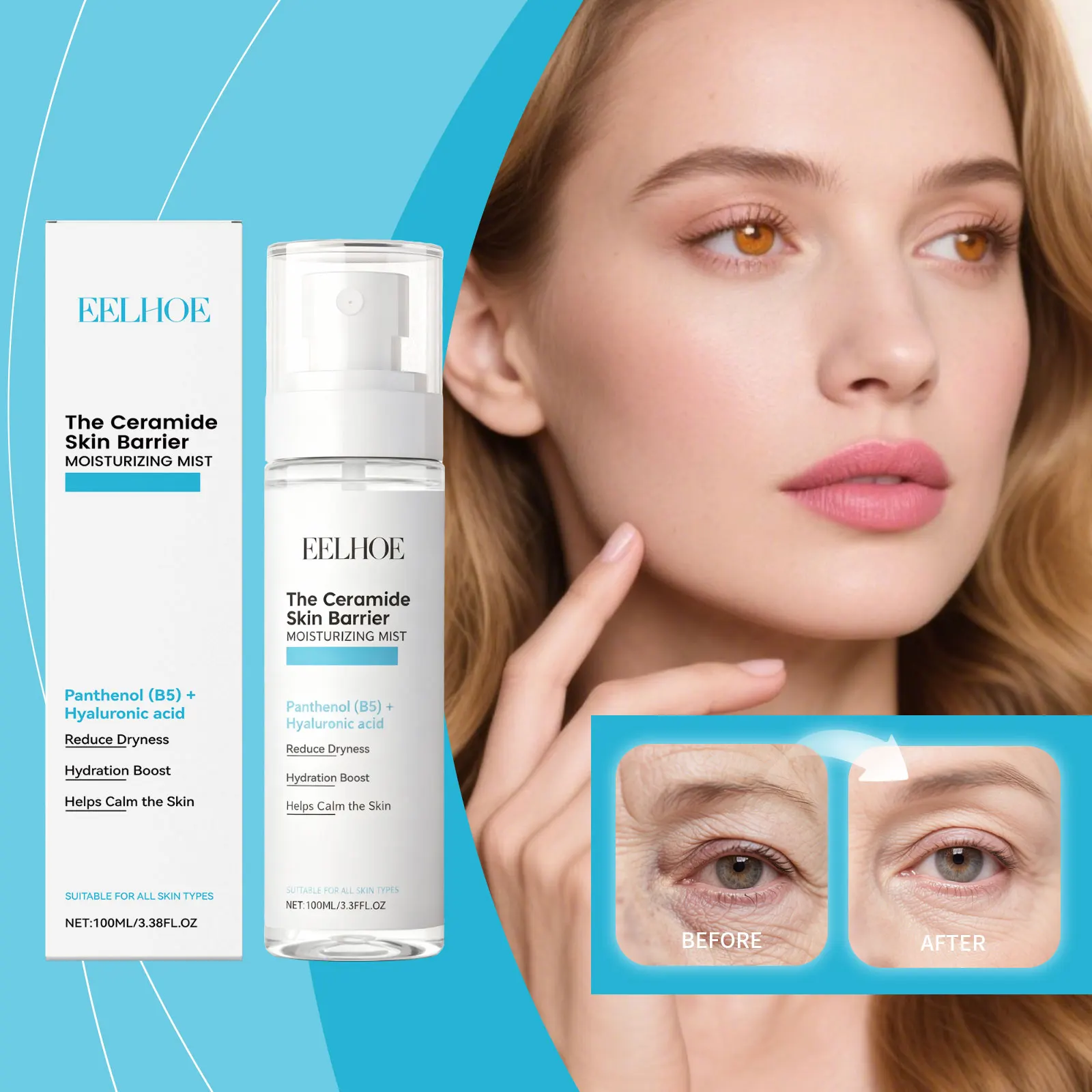 EELHOE Moisturizing and moisturizing spray，Hydrating Spray for Dry Skin, Hydration Boost, All Skin Types, 100ml