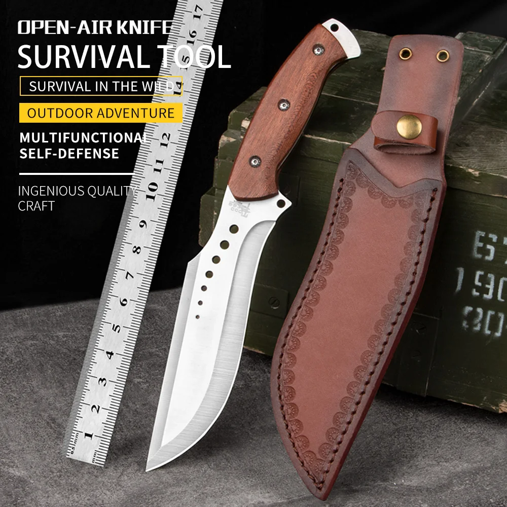 

High quality 7CR13MOV battle rescue knife Wilderness Bowie knives hiking camping self-defense outdoor knife gift for men