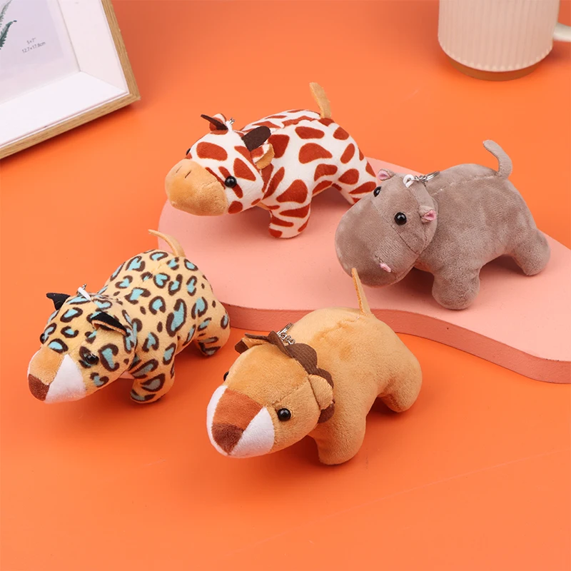 LLavero de animales del bosque Kawaii, elefante, hipopótamo, muñeco de peluche, juguetes de algodón suave, regalo de juguete