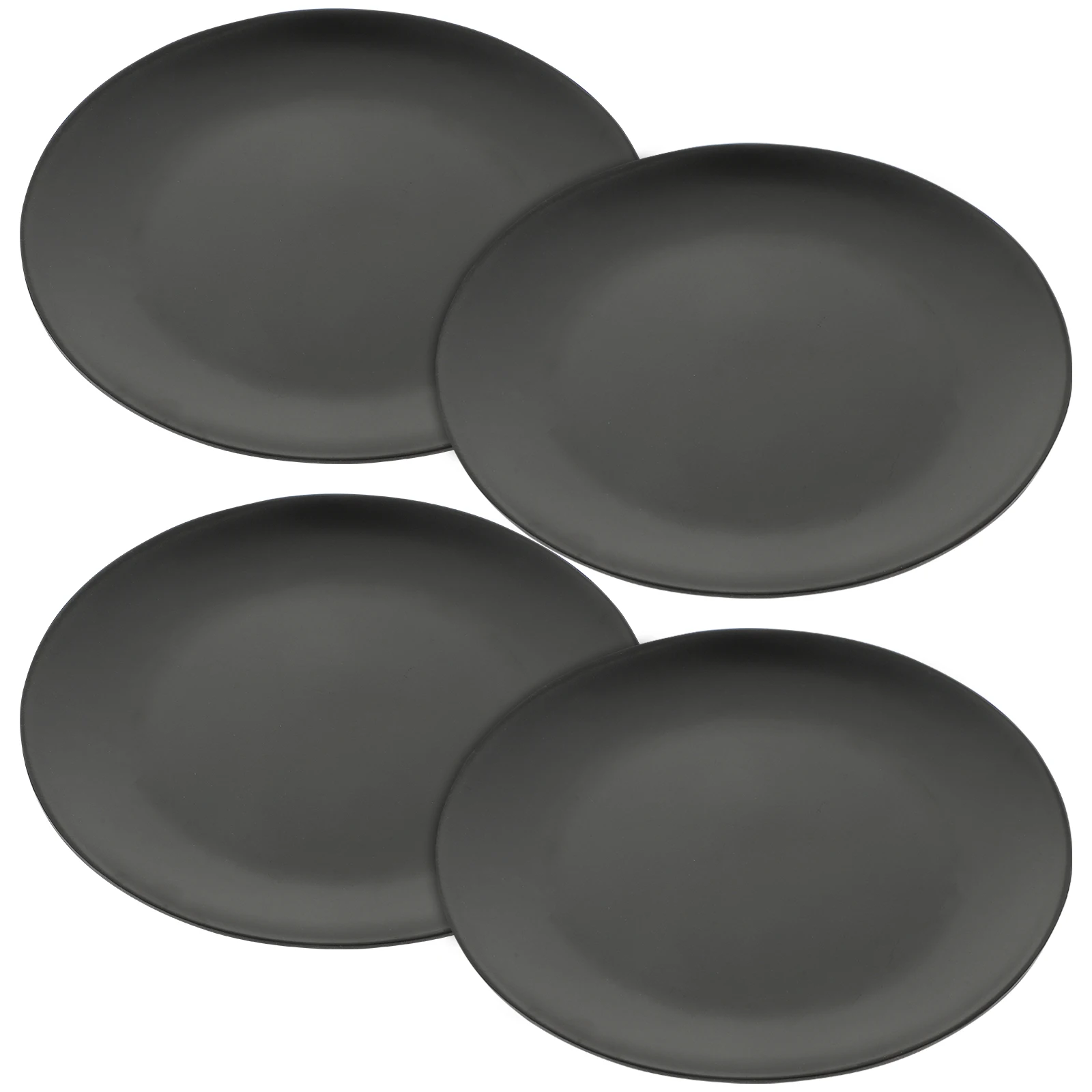 

4 pcs Melamine Plates Round Flat Bottom Classic Color Sturdy Easy Clean Kitchen Dinnerware Set Black Ceramics