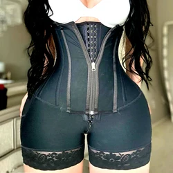 AfruliA High Compression Bodysuits Shapewear Double Tummy Control Belt for Waist Trainer Fajas Colombian Girdle Full Body Shaper