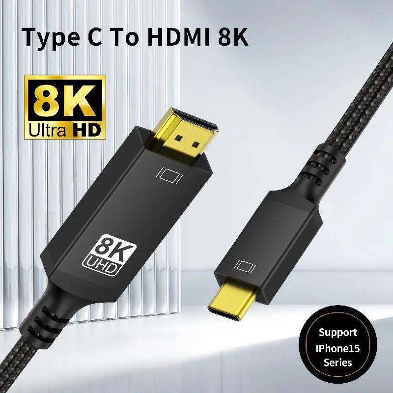 USB C to HDMI-Compatible Cable 8K 4K Type C To HDMI Thunderbolt 3 for MacBook Huawei USB-C HDMI Cable Adapter USB Type C to HDMI