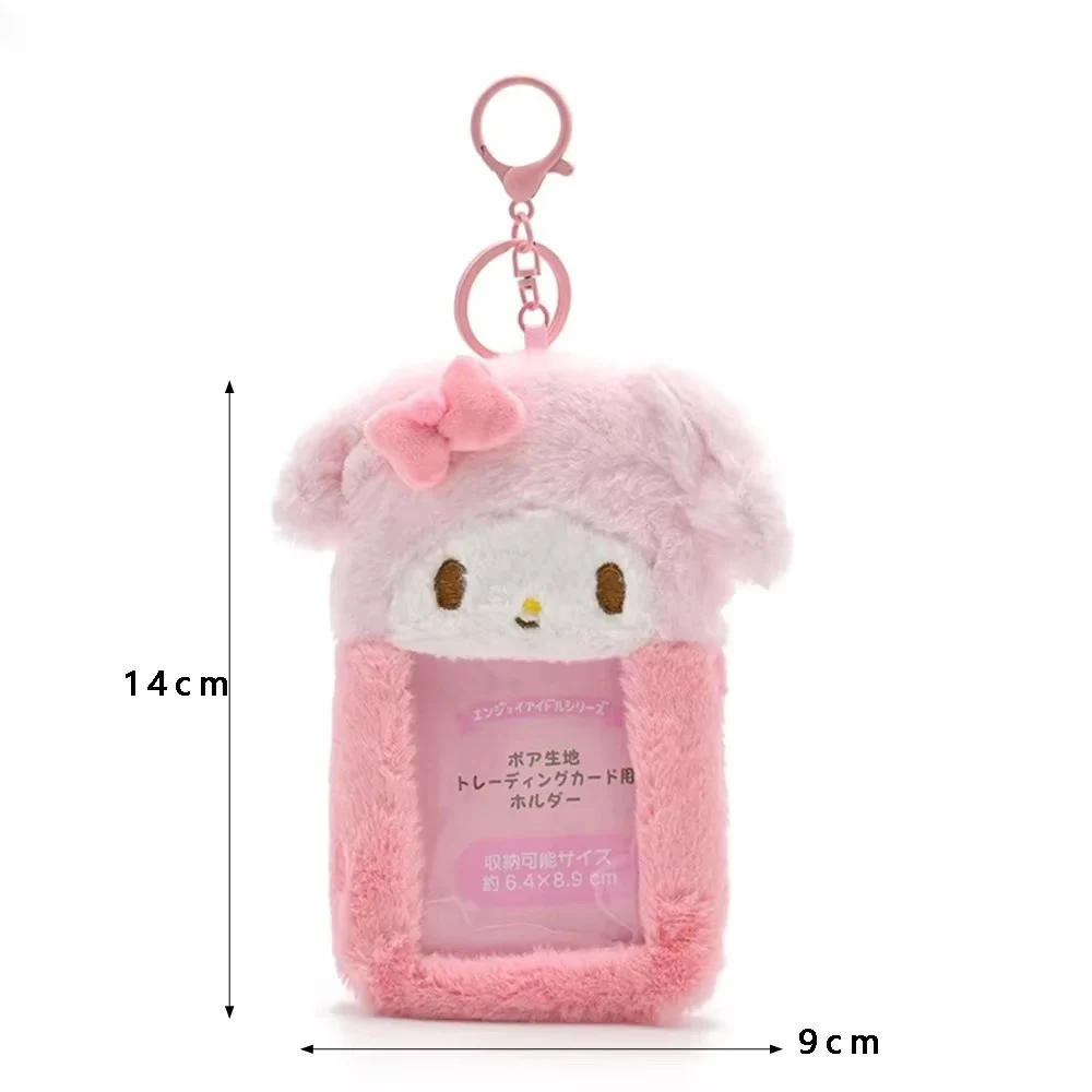 

Sanrio Plush Cartoon Animal Kuromi Card Holder Small Card Transparent Protective Cover Pendant Student Keychain Card Bag Storage