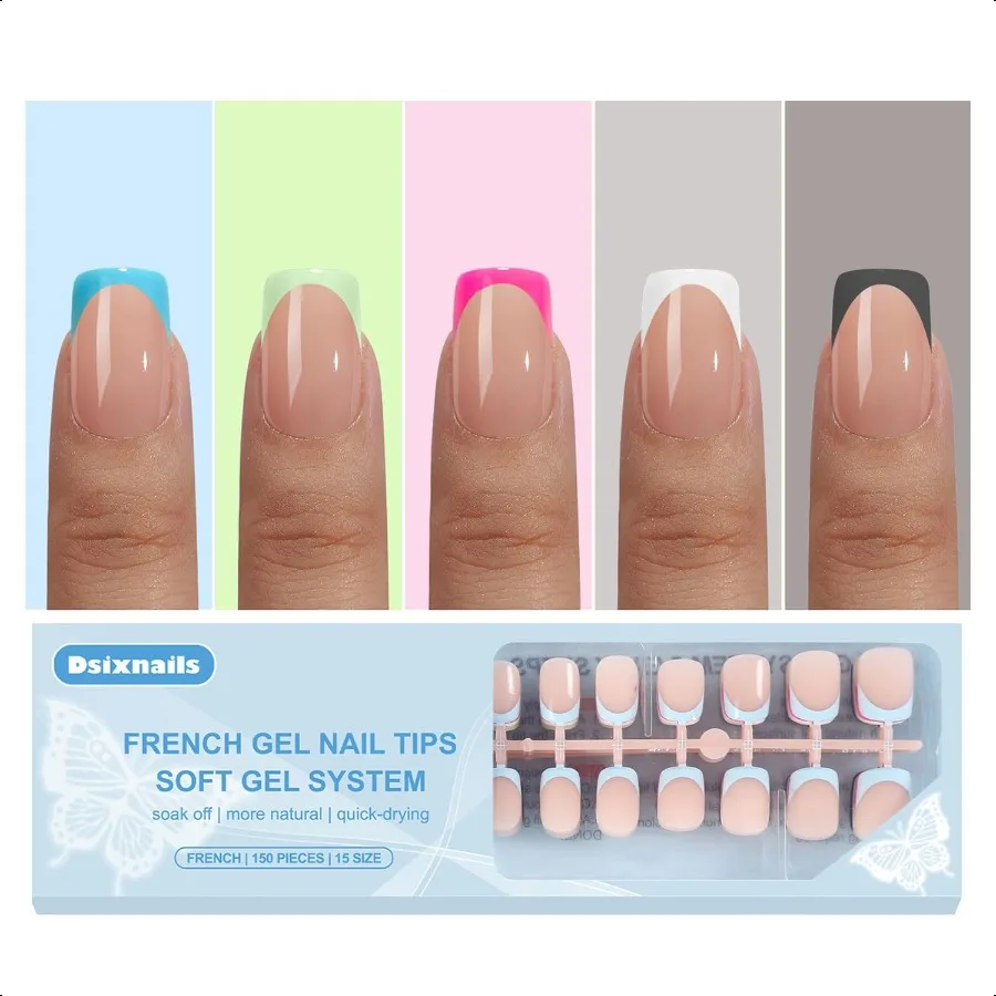 

Pr on Nails Square French Tip No Need to File for Women Girl