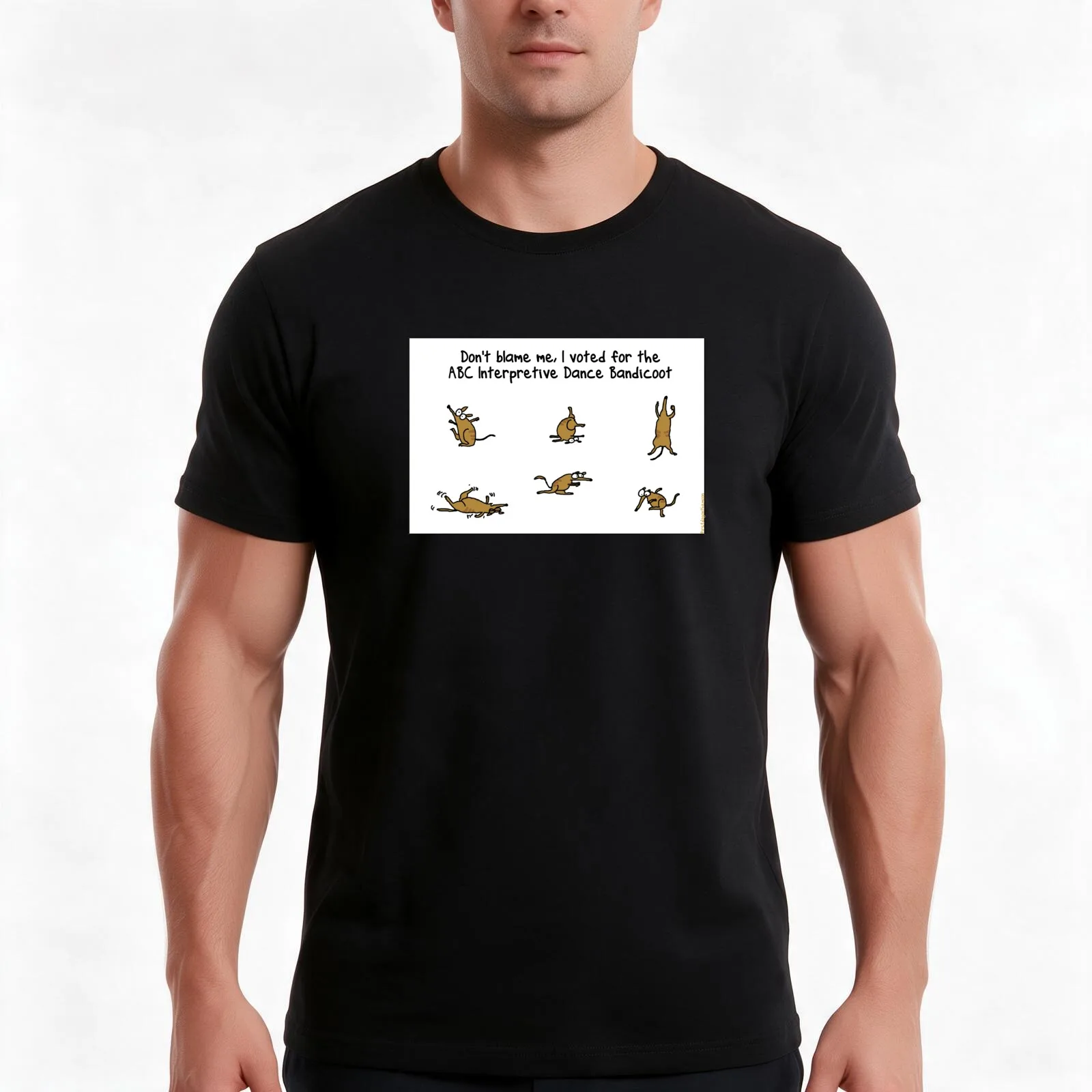 ABC Interpretive Dance Bandicoot T-Shirt, Summer Casual Cotton Tee, Oversized Streetwear Tops, Vintage Graphic Print