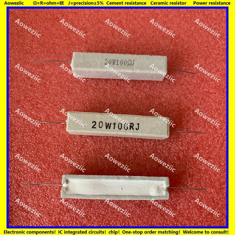 10Pcs 20W 62R 68R 75RJ 82R 100ΩJ 120R 150R 180R 200R 220R 240R 250R 270R 300R 330RJ OHM Vertical Cement Resistor ±5% RX27-5 SQP