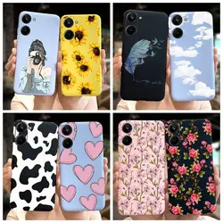 For Realme 10 2022 Fashion Girl Sunflower Yellow Phone Case For Realme10 RMX3630 4G Candy Color Soft Silicone TPU Cases