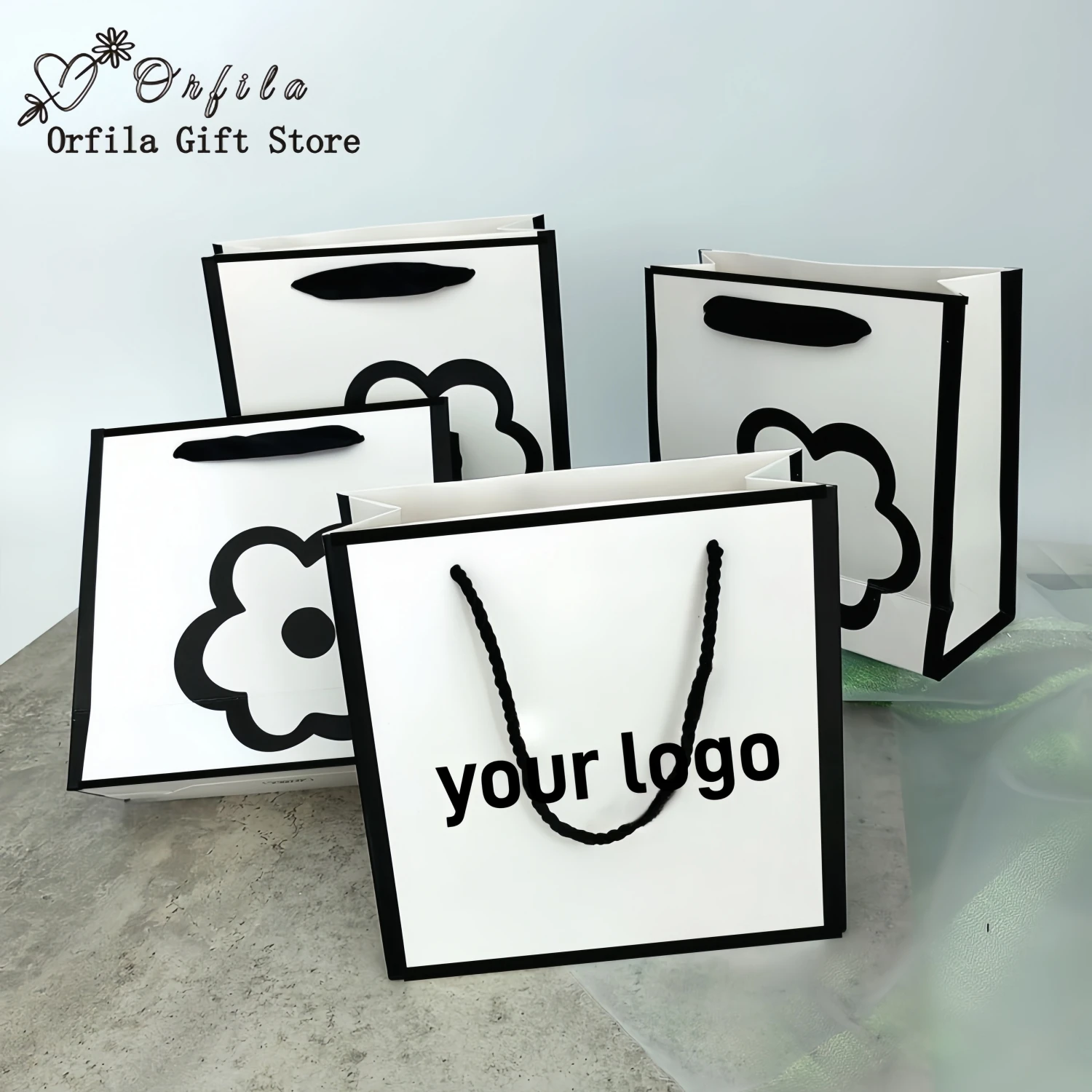 10 szt. Papierowych torebek na prezenty z własnym logo dla małych firm, personalizowane opakowania na biżuterię, upominki ślubne, torby na prezenty walentynkowe